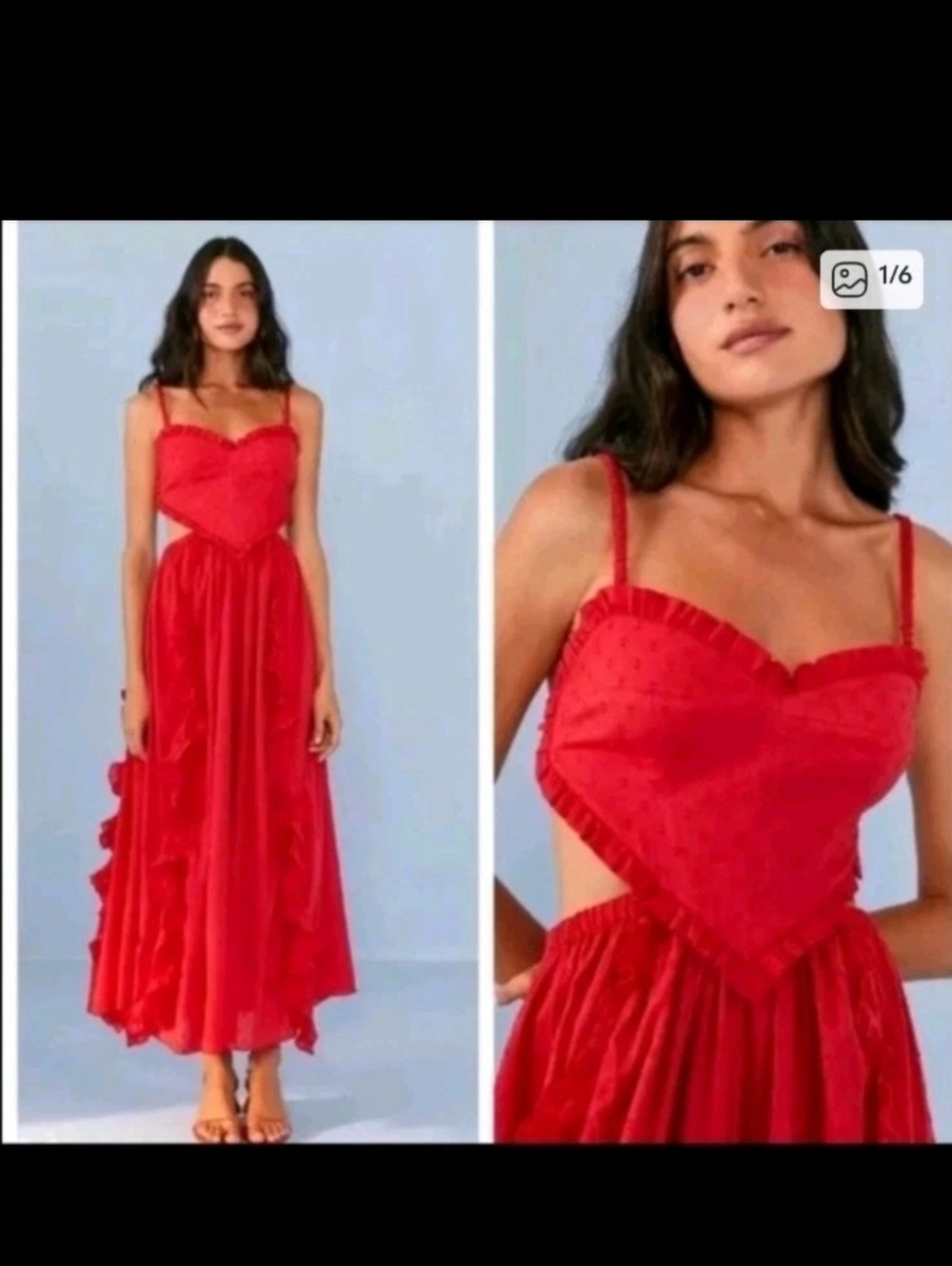 Farm Rio Red Heart Cutout Maxidress
